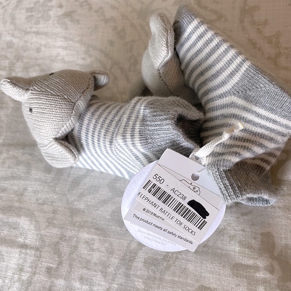 NWT | Mud Pie Baby Elephant Rattle Booties - Picture 5 of 5